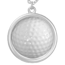 golf ball silver plated necklace