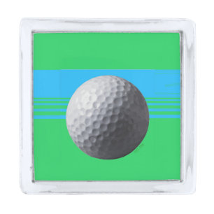 Golf Ball silver small square lapel pin