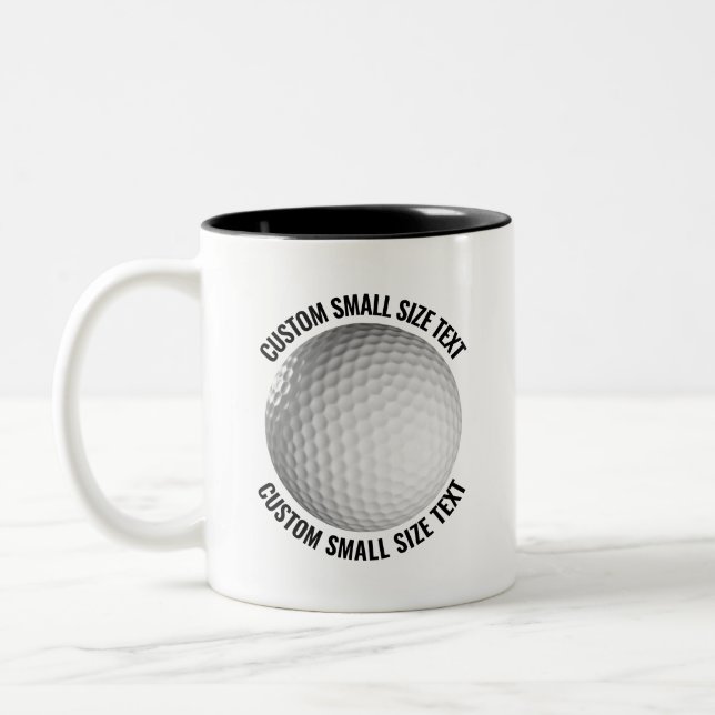 Golf Ball & Small Text BLACK 11oz Custom Two-Tone Coffee Mug (Left)