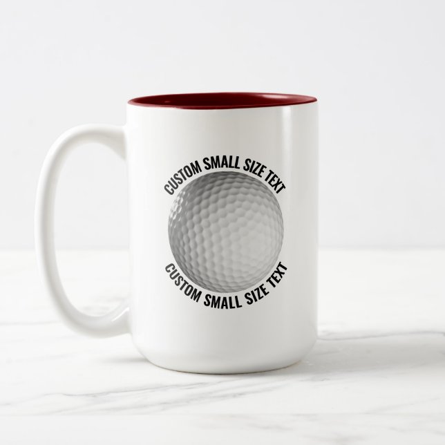 Golf Ball & Small Text MAROON 15oz Custom Two-Tone Coffee Mug (Left)