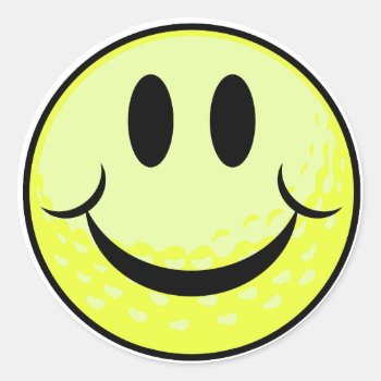Golf Ball Smile Face Classic Round Sticker by sports_shop at Zazzle