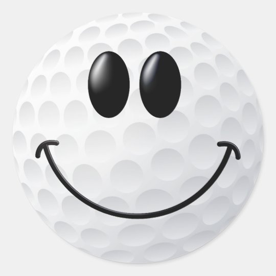 Golf Ball Smiley Face Classic Round Sticker | Zazzle.com