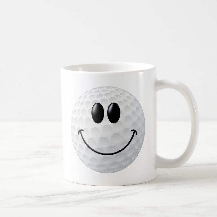 Golf Ball Smiley Face Coffee Mugs