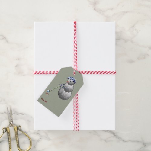 Golf Ball Snowman Christmas Gift Tags