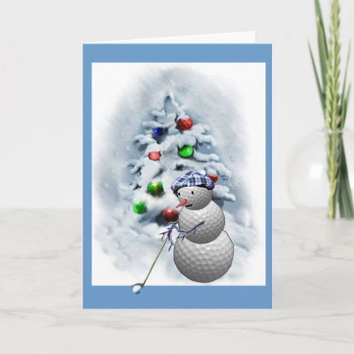 Golf Ball Snowman Christmas Holiday Card