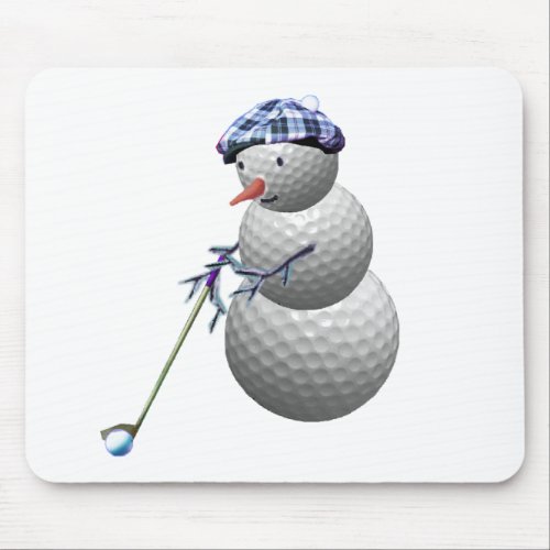 Golf Ball Snowman Christmas Mouse Pad