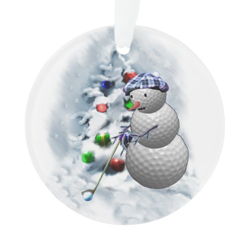 Golf Ball Snowman Christmas Ornament