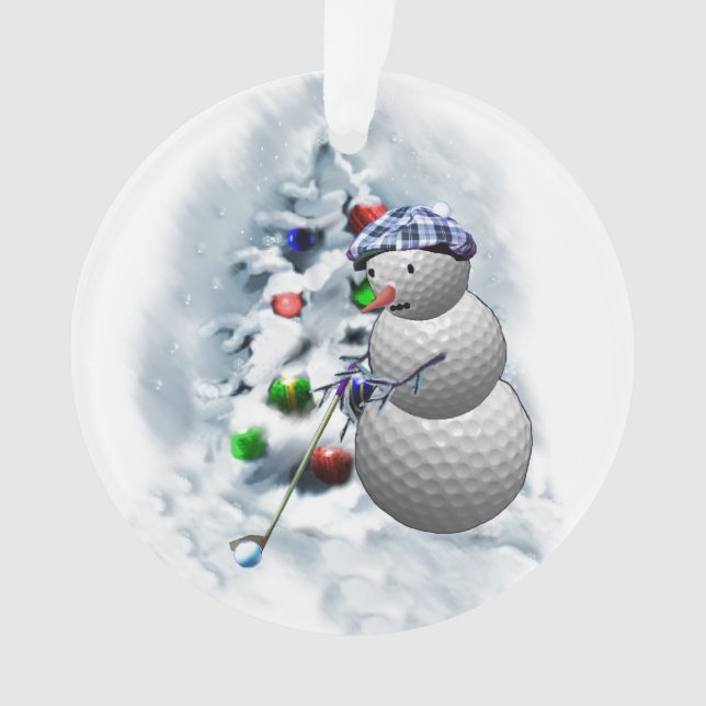 Golf Ball Snowman Christmas Ornament (Front)