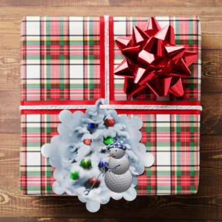 Golf Ball Snowman Christmas Ornament Card