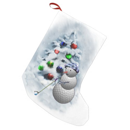 Golf Ball Snowman Christmas Small Christmas Stocking