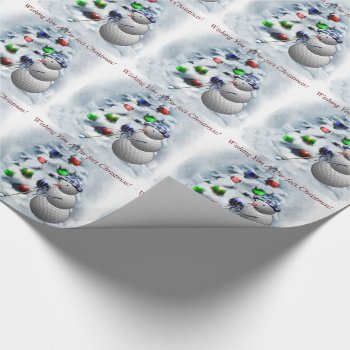 Golf Ball Snowman Christmas Wrapping Paper by TheSportofIt at Zazzle
