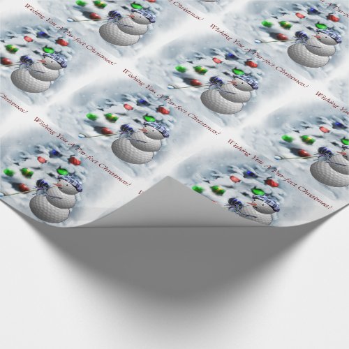 Golf Ball Snowman Christmas Wrapping Paper