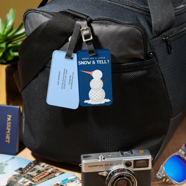 Golf ball Snowman Luggage Tag (Front & Back)