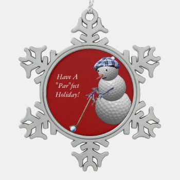 Golf Ball Snowman Snowflake Pewter Christmas Ornament by TheSportofIt at Zazzle