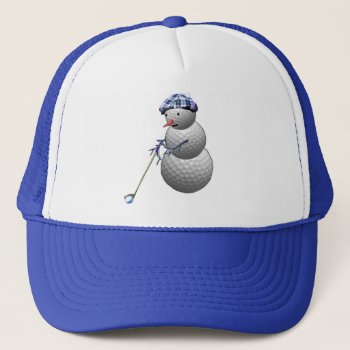 Golf Ball Snowman Trucker Hat by TheSportofIt at Zazzle