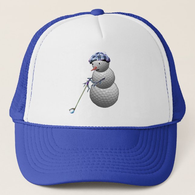 Golf Ball Snowman Trucker Hat (Front)