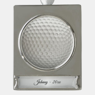 Golf Ball Sport Personalized Silver Plated Banner Ornament