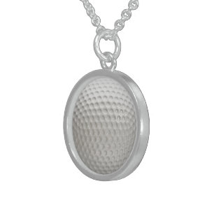 Golf Ball Sport Sterling Silver Necklace