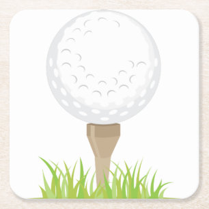 Golf Ball Square Paper Coaster