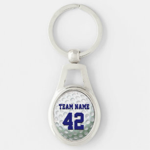 Golf Ball Team Name and Number Keychain