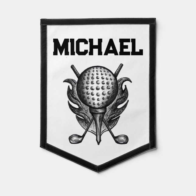Golf Ball Tee Clubs Golfer Athlete Personalized Pennant (Front)