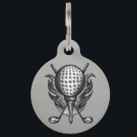 Golf Ball Tee Clubs Golfer Pen Ink Illustrated Pet Name Tag<br><div class="desc">Pet tag design features an original illustration of a classic golf ball, tee, and clubs. Just personalize with the name of your dog or cat. Lots of coordinating pet products are also available from this shop! Don't see exactly what you're looking for? Contact Rebecca to have a product customized just...</div>
