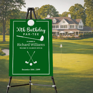 Golf Ball Tee Flag Green Modern 50th Birthday Foam Board