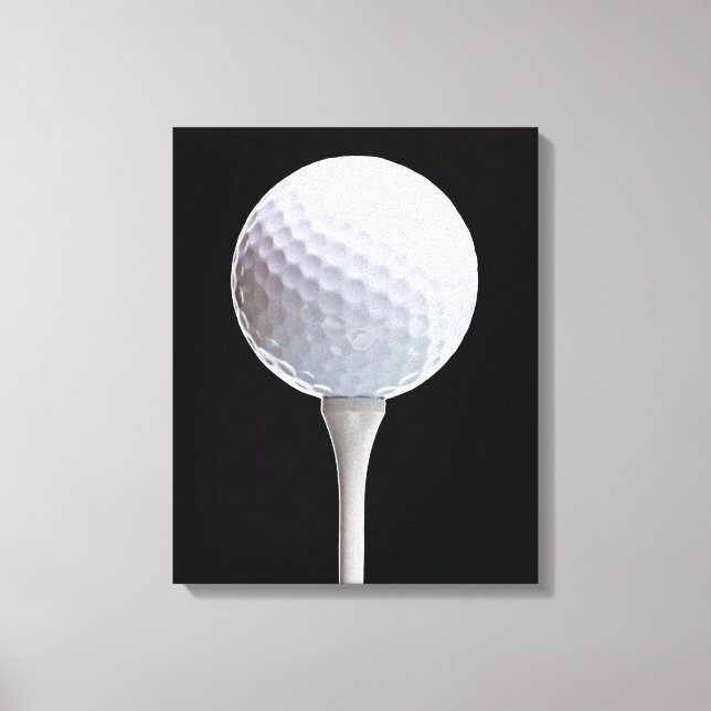 Golf Ball & Tee on Black - Customized Template Canvas Print (Front)