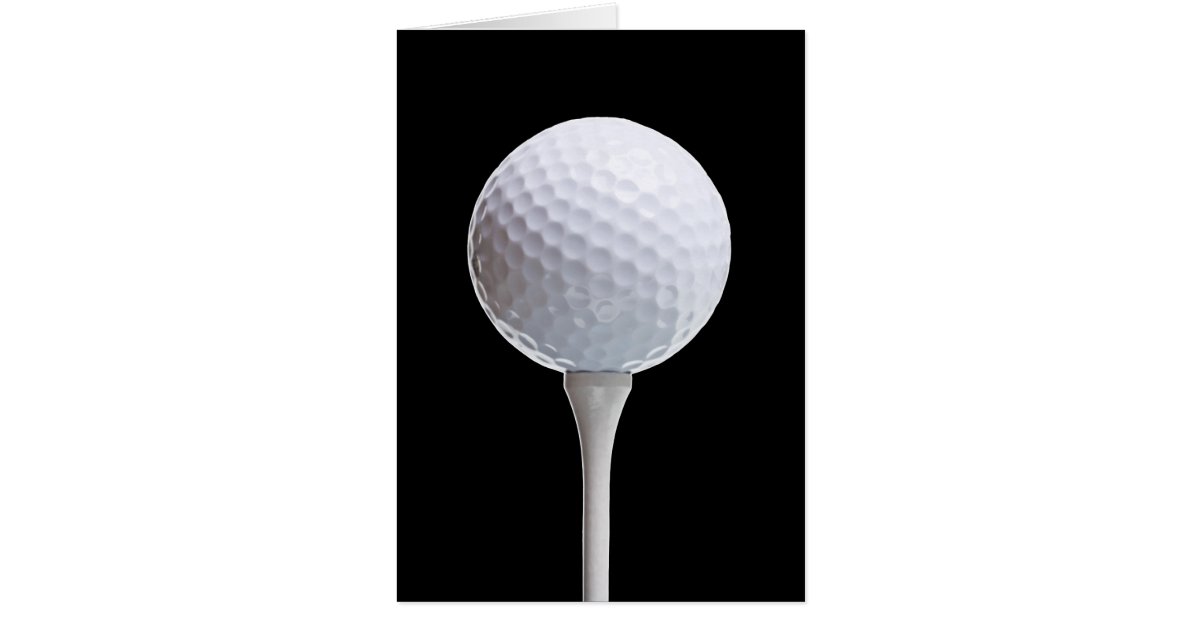 Golf Ball & Tee on Black - Customized Template Card | Zazzle
