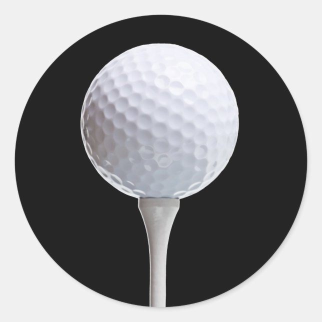 Golf Ball & Tee on Black - Customized Template Classic Round Sticker (Front)