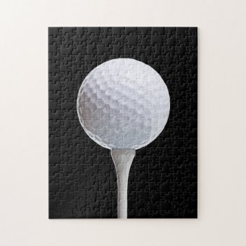Golf Ball & Tee On Black - Customized Template Jigsaw Puzzle by SilverSpiral at Zazzle