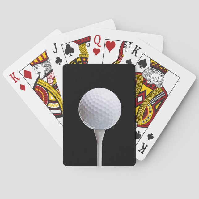 Golf Ball & Tee on Black - Customized Template Poker Cards (Back)