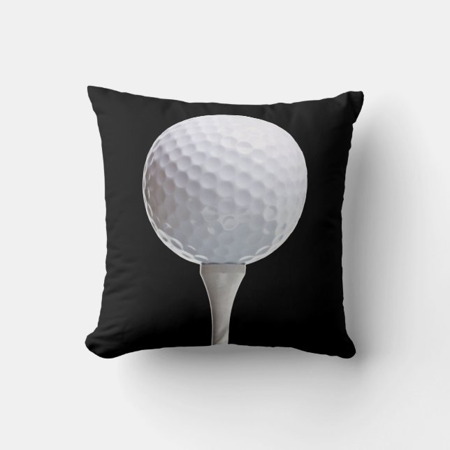 Golf Ball & Tee on Black - Customized Template Throw Pillow (Front)