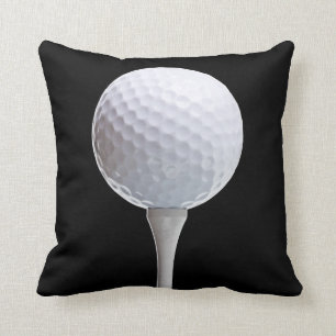 Golf Ball & Tee on Black - Customized Template Throw Pillow