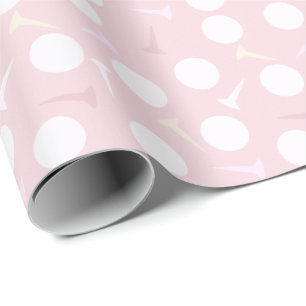 Golf Ball & Tee Pattern Light Pink Wrapping Paper