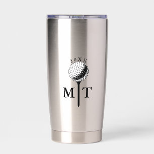 Golf Ball Tee Personalized Initial Monogram Year Insulated Tumbler