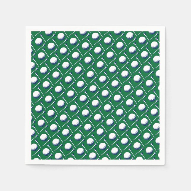 Golf Ball Tee Sports blue green Golfing Classic  Napkins (Front)