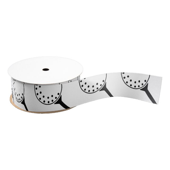 Golf Ball Tee Sports Classic Black White Fun Grosgrain Ribbon (Spool)