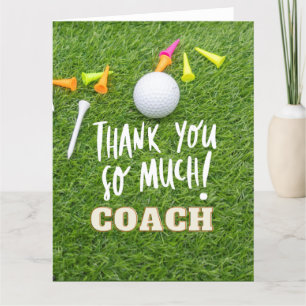 Golf ball & tee thanks so much coach for Golfer Letterpress Thank You Card