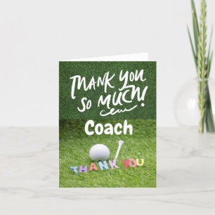 Golf ball & tee thanks so much coach for Golfer Letterpress Thank You Card