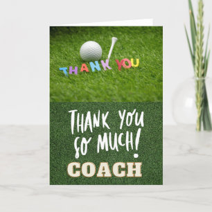Golf ball & tee thanks so much coach for Golfer Letterpress Thank You Card
