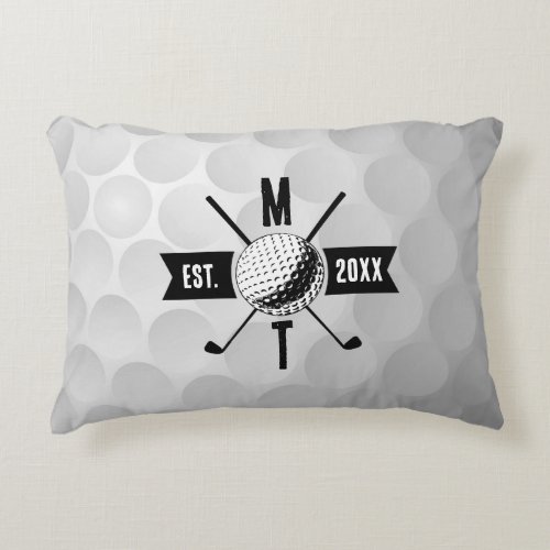 Golf Ball Texture  Club Initial Monogram Accent Pillow