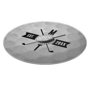 Golf Ball Texture & Club Initial Monogram Cutting Board