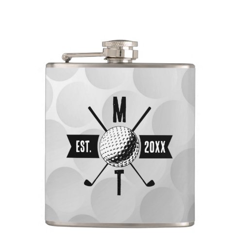 Golf Ball Texture  Club Initial Monogram  Flask