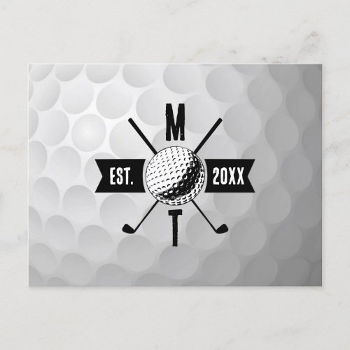 Golf Ball Texture  Club Initial Monogram  Holiday Postcard