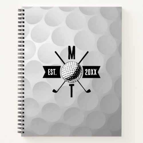 Golf Ball Texture  Club Initial Monogram  Notebook
