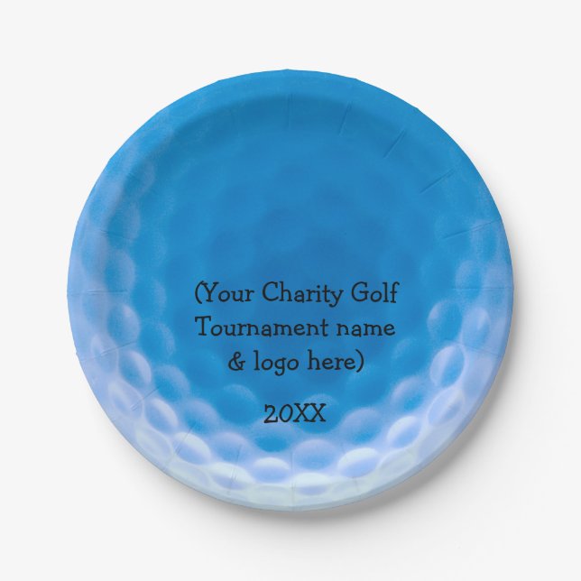 Golf Ball Texture Dimples Arctic Blue_personalized Paper Plates (Front)