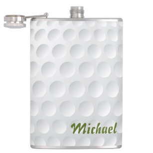Golf ball texture. For golfers. Green grass. Funny Flask