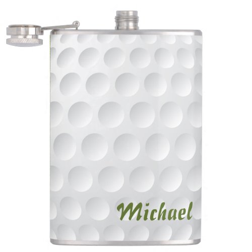 Golf ball texture For golfers Green grass Funny Flask