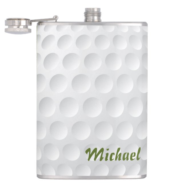 Golf ball texture. For golfers. Green grass. Funny Flask (Opened)